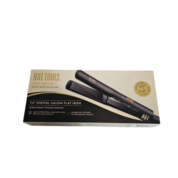 Hot Tools Pro Artist Black Gold Collection 1 1/4" Digital Salon Flat Iron - Picture 1 of 4